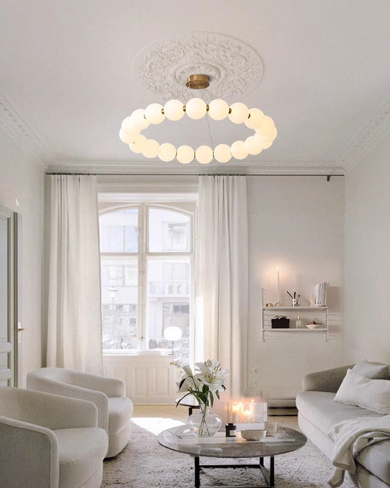 Acoji | Pearl Necklace Round Chandelier
