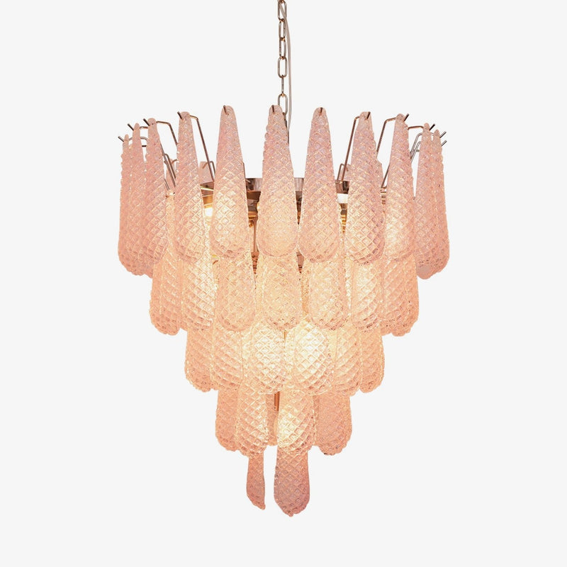 Murano Pink Glass Dewdrop Chandelier