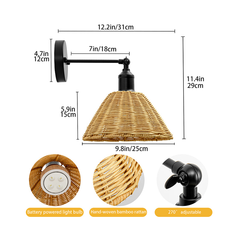 Rattan Battery Operate Wall Sconce
