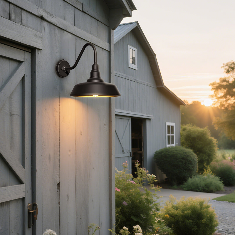2 pack Dusk to Dawn Barn Light Large Size. Outdoor Waterproof Gooseneck Barn Light