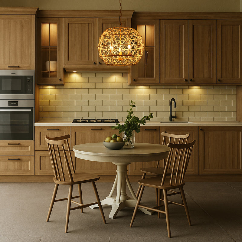 Rustic Rattan Globe Chandelier – Handwoven Natural Elegance