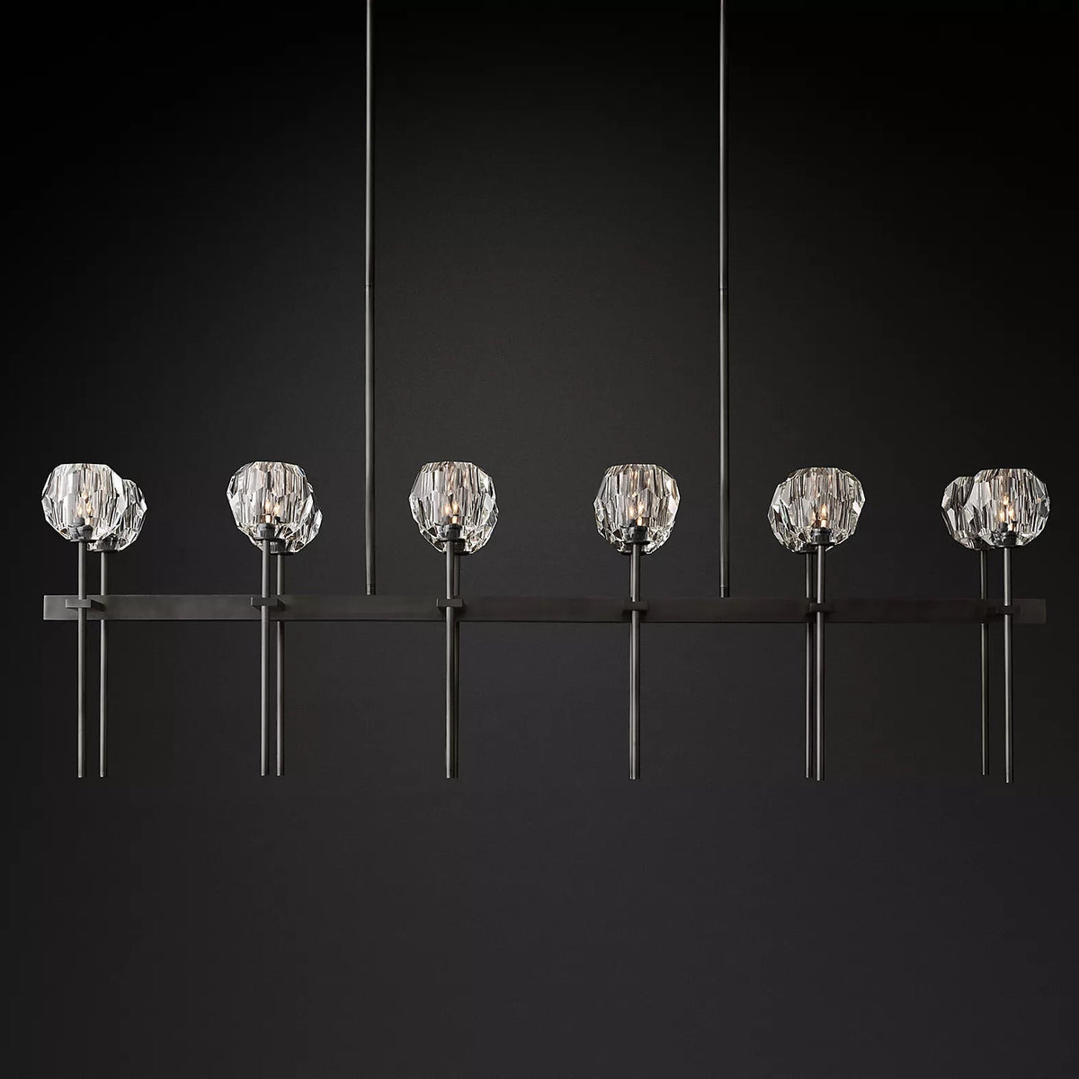 Boule Cristal Double Linear Chandelier 60" - Franing