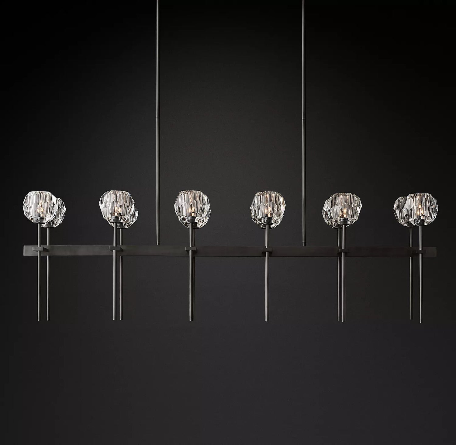 Boule Cristal Double Linear Chandelier 60" - Franing