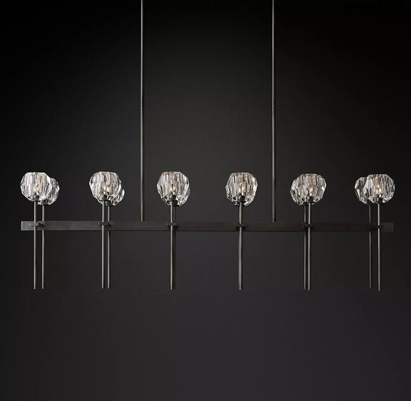 Boule Cristal Double Linear Chandelier 60" - Franing