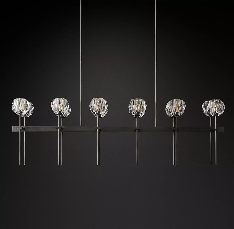 Boule Cristal Double Linear Chandelier 60" - Franing