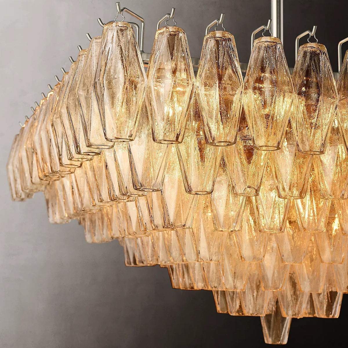 Chiara Glass Multi-Tier Square Chandelier 32"SQ - Franing