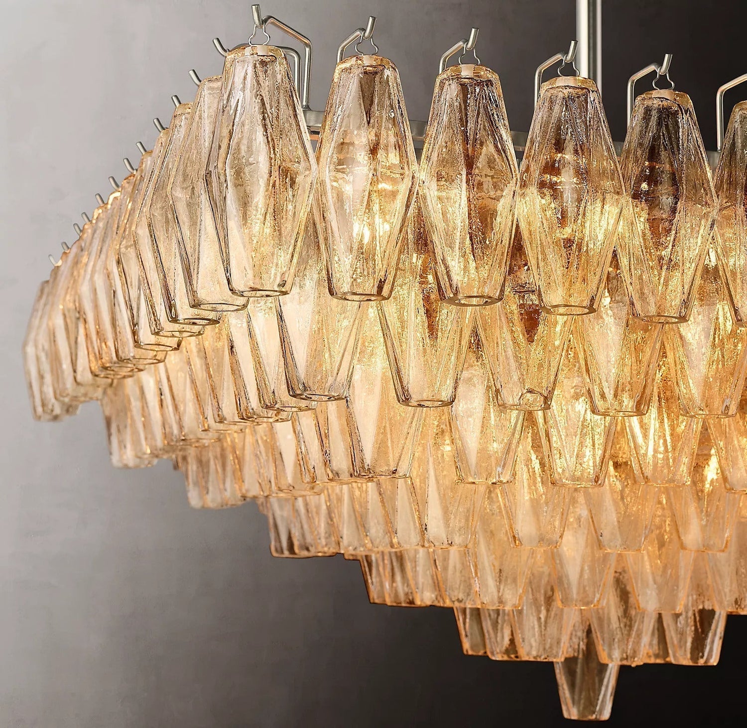 Chiara Glass Multi-Tier Square Chandelier 32"SQ - Franing