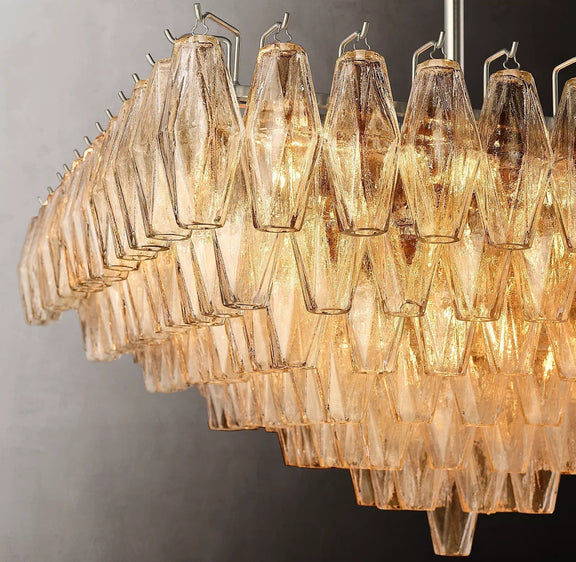 Chiara Glass Multi-Tier Square Chandelier 32"SQ - Franing