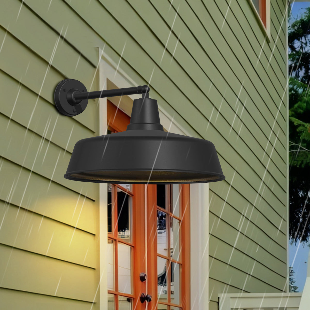 2-Pack Outdoor Wall Lights – Modern Farmhouse Straight Arm Barn Sconces