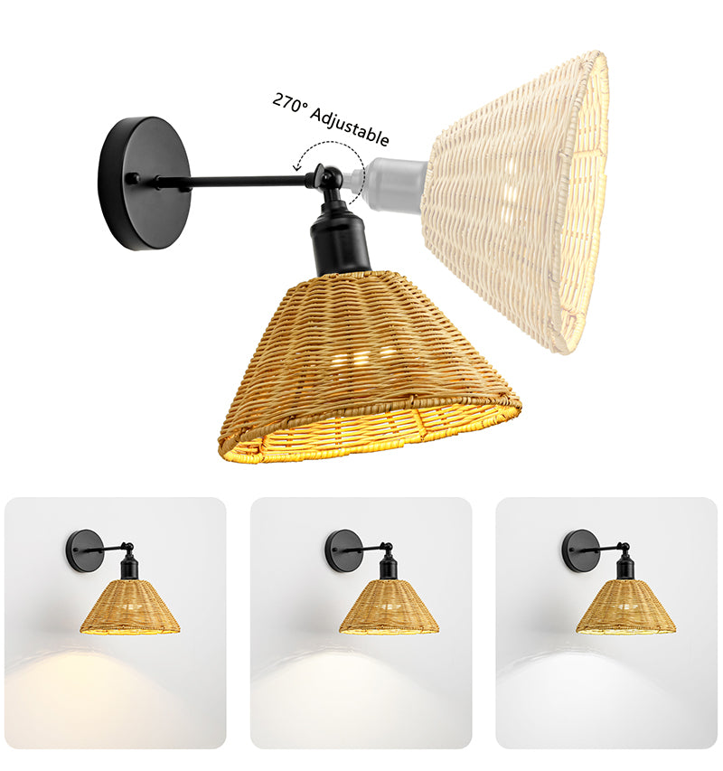 Rattan Battery Operate Wall Sconce