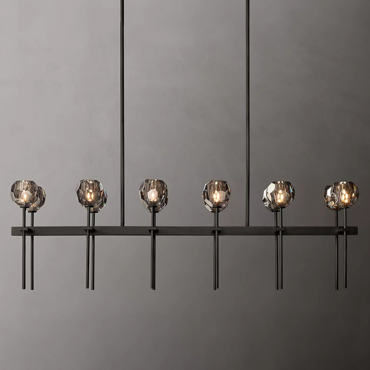 Boule Cristal Double Linear Chandelier 60" - Franing