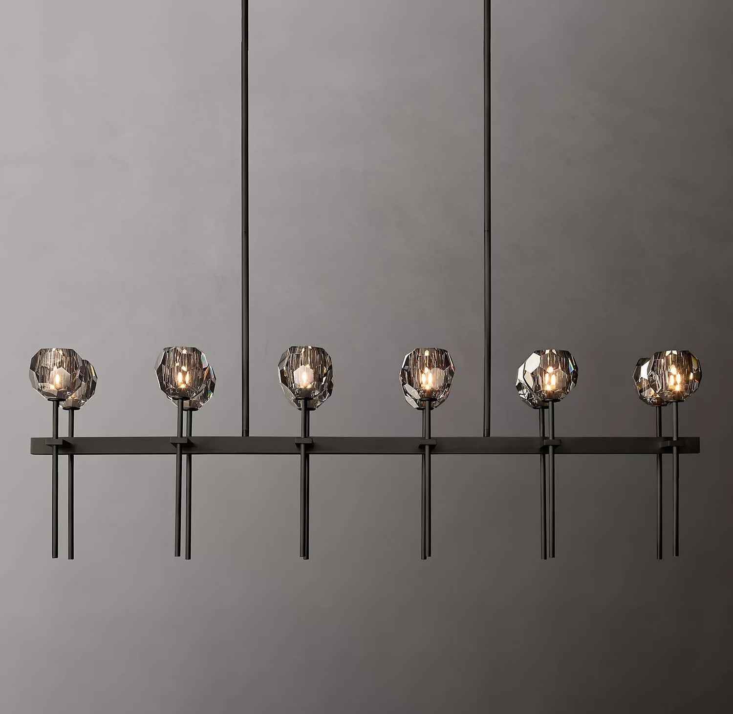 Boule Cristal Double Linear Chandelier 60" - Franing
