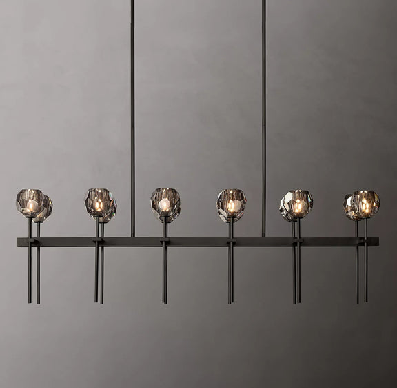 Boule Cristal Double Linear Chandelier 60" - Franing
