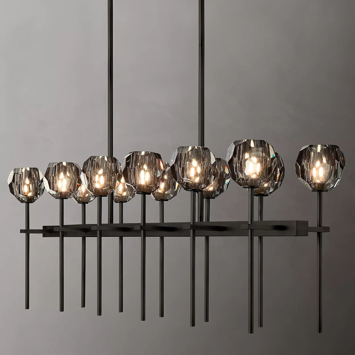 Boule Cristal Double Linear Chandelier 60" - Franing