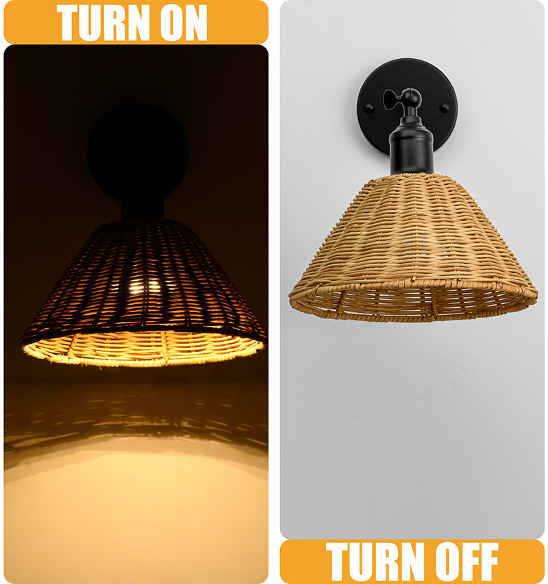 Rattan Battery Operate Wall Sconce