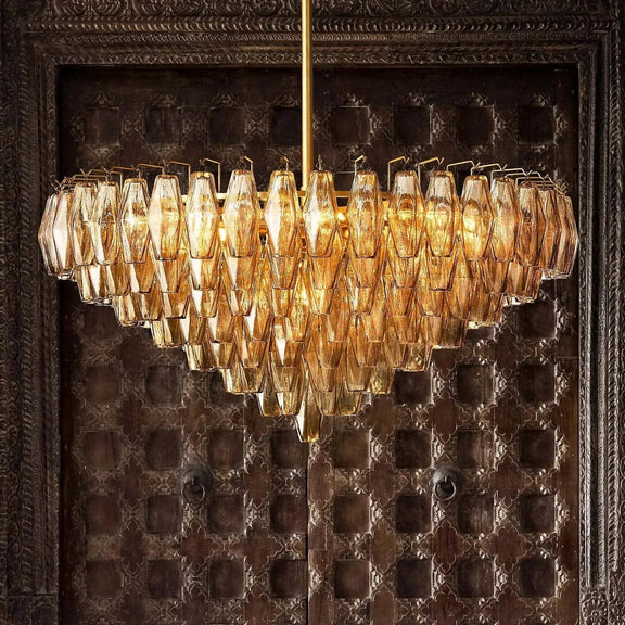 Chiara Glass Multi-Tier Round Chandelier 61" - Franing