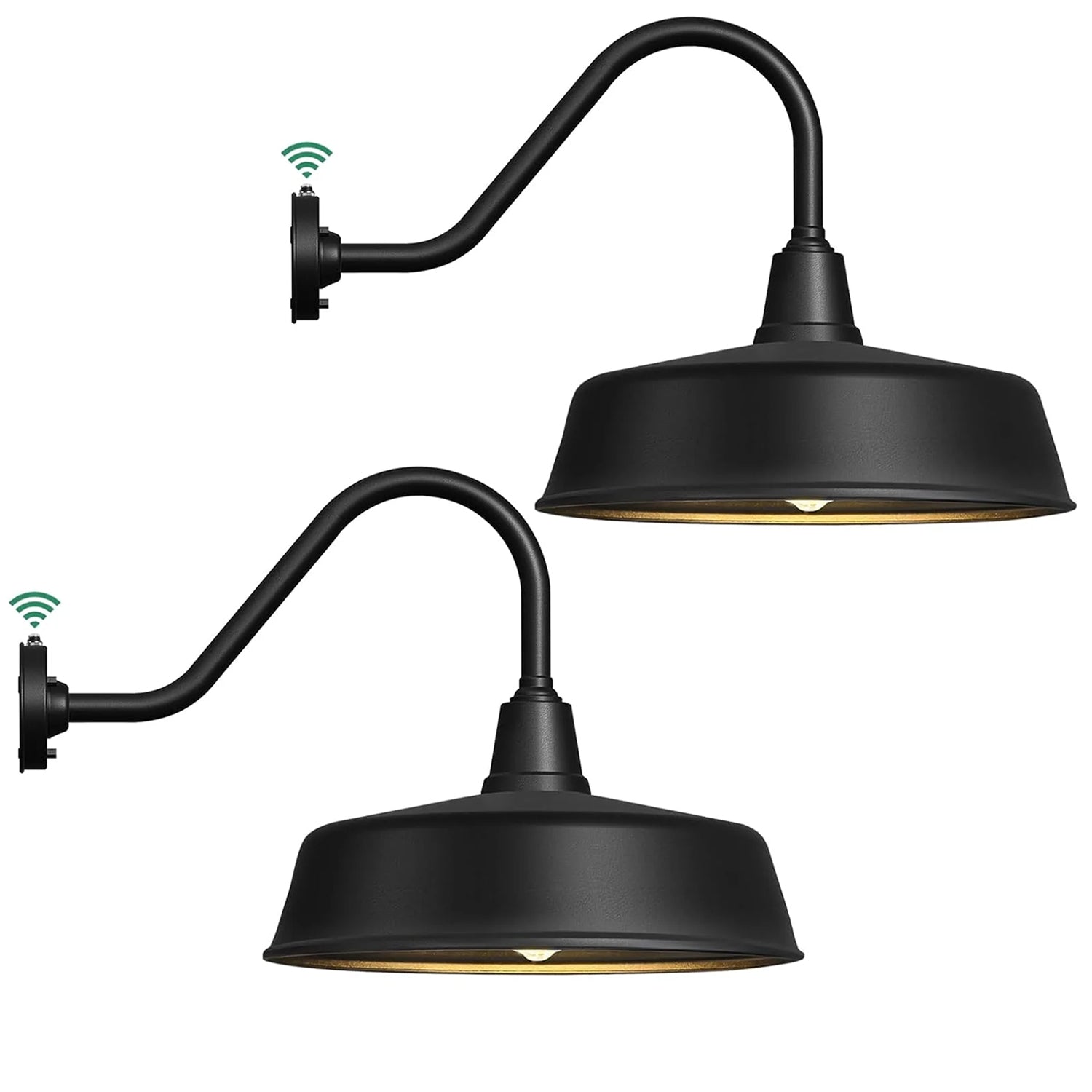 Gooseneck Barn Lights 2-Pack – Dusk to Dawn Outdoor Wall Fixtures Matte Black