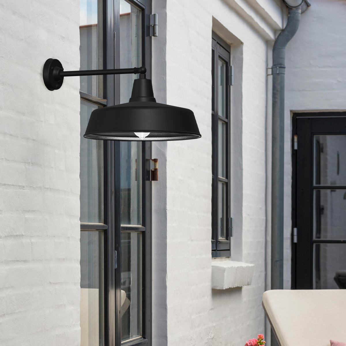 2-Pack Outdoor Wall Lights – Modern Farmhouse Straight Arm Barn Sconces