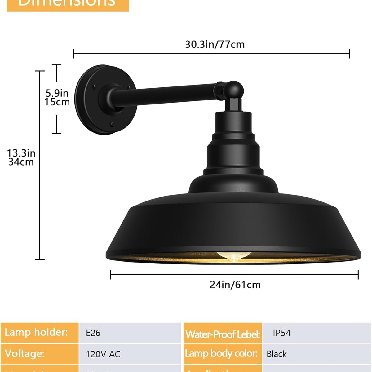 2-Pack Straight Arm Barn Lights – Outdoor Farmhouse Wall Fixtures
