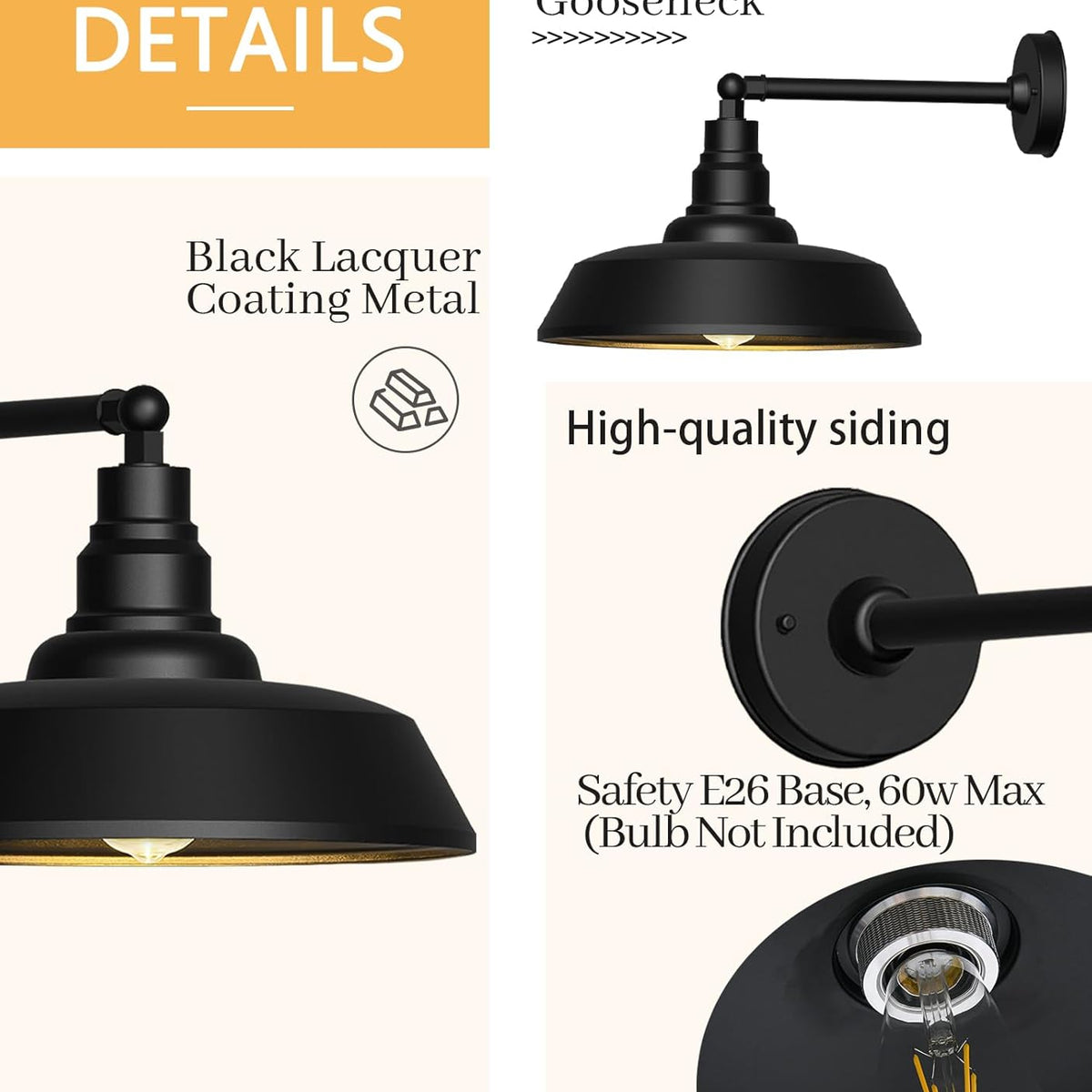 Premium Outdoor Barn Light – Straight Arm Farmhouse Wall Sconce for Patio. Garage. or Entryway