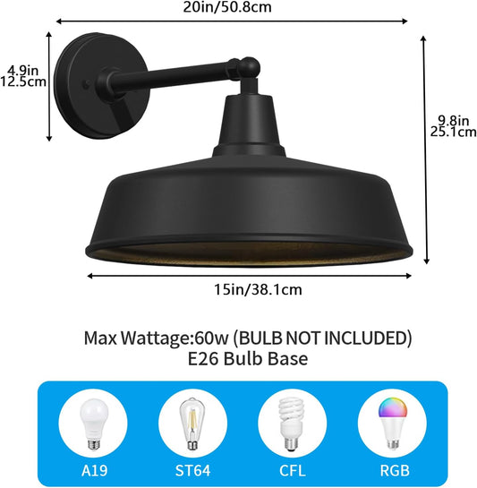 2-Pack Outdoor Wall Lights – Modern Farmhouse Straight Arm Barn Sconces