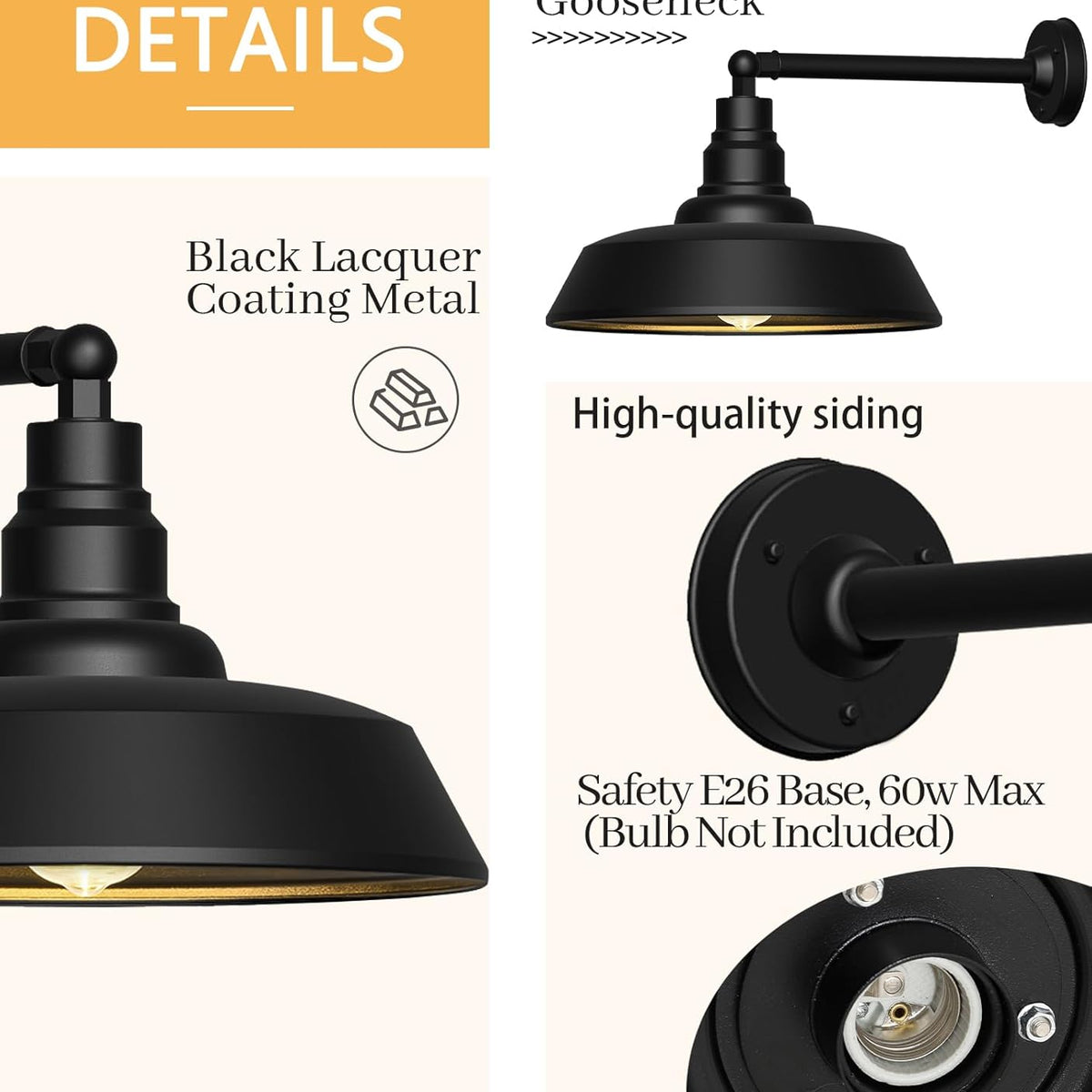 2-Pack Straight Arm Barn Lights – Outdoor Farmhouse Wall Fixtures
