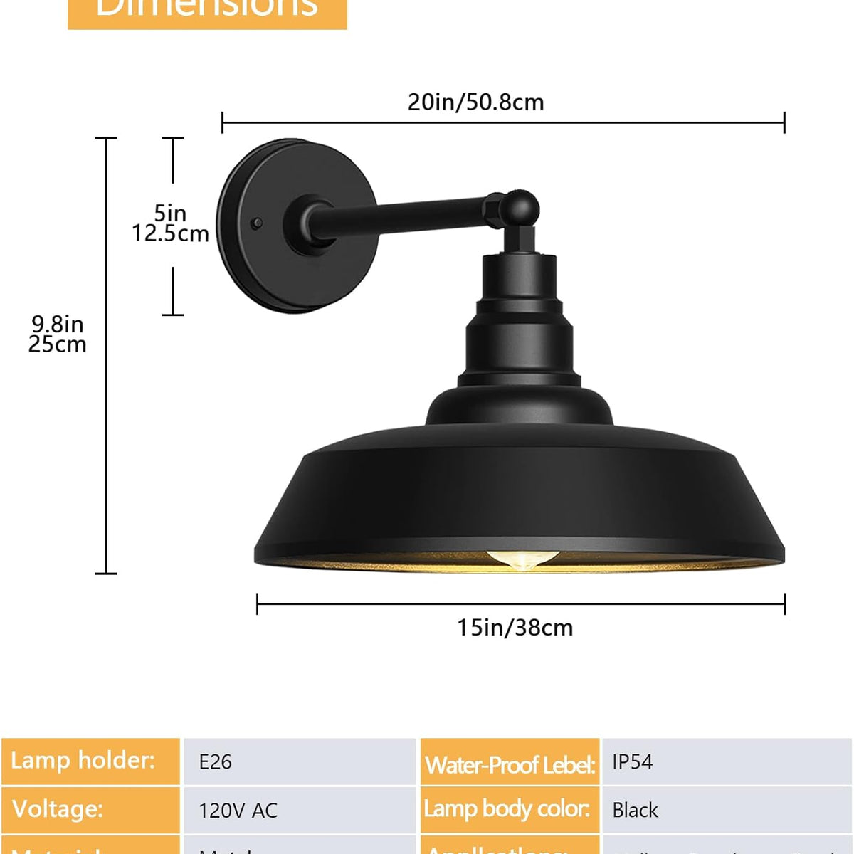 Premium Outdoor Barn Light – Straight Arm Farmhouse Wall Sconce for Patio. Garage. or Entryway