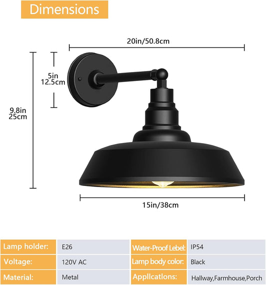 Premium Outdoor Barn Light – Straight Arm Farmhouse Wall Sconce for Patio. Garage. or Entryway