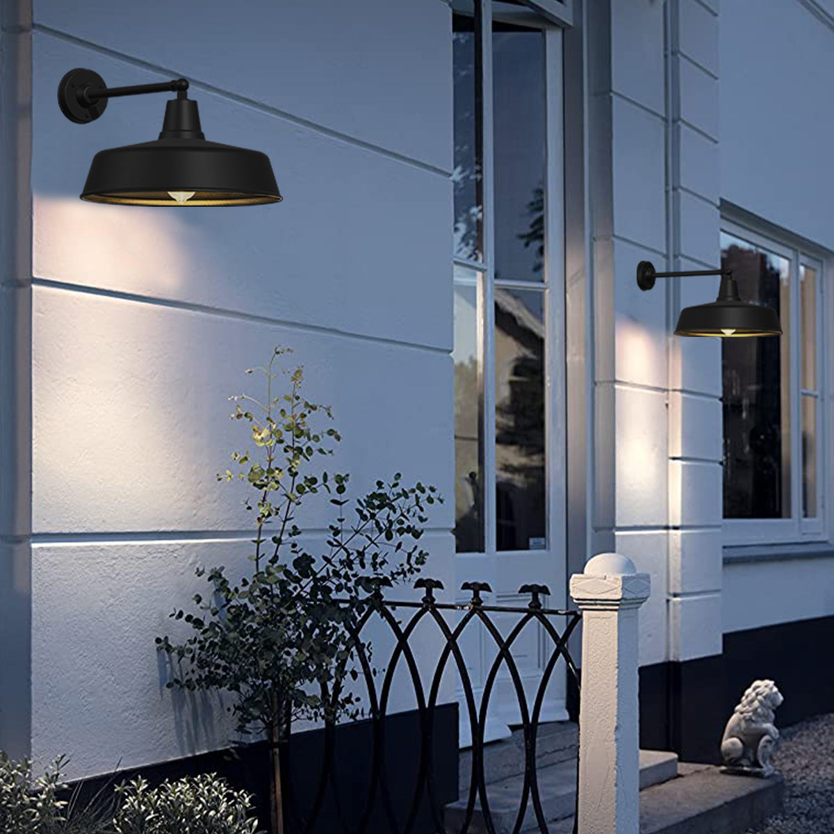 2-Pack Outdoor Wall Lights – Modern Farmhouse Straight Arm Barn Sconces