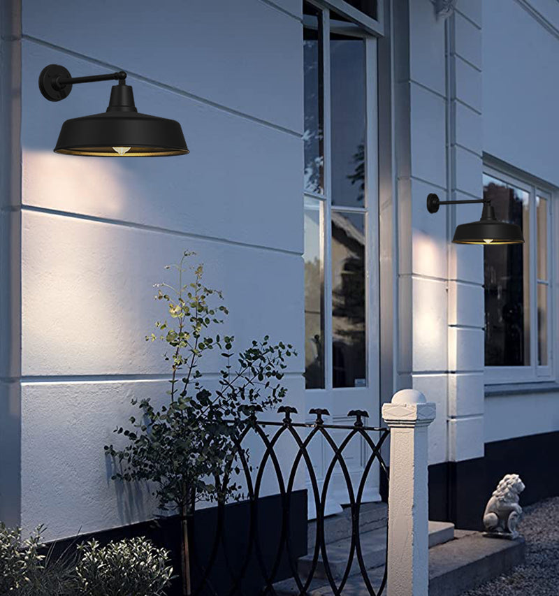 2-Pack Outdoor Wall Lights – Modern Farmhouse Straight Arm Barn Sconces
