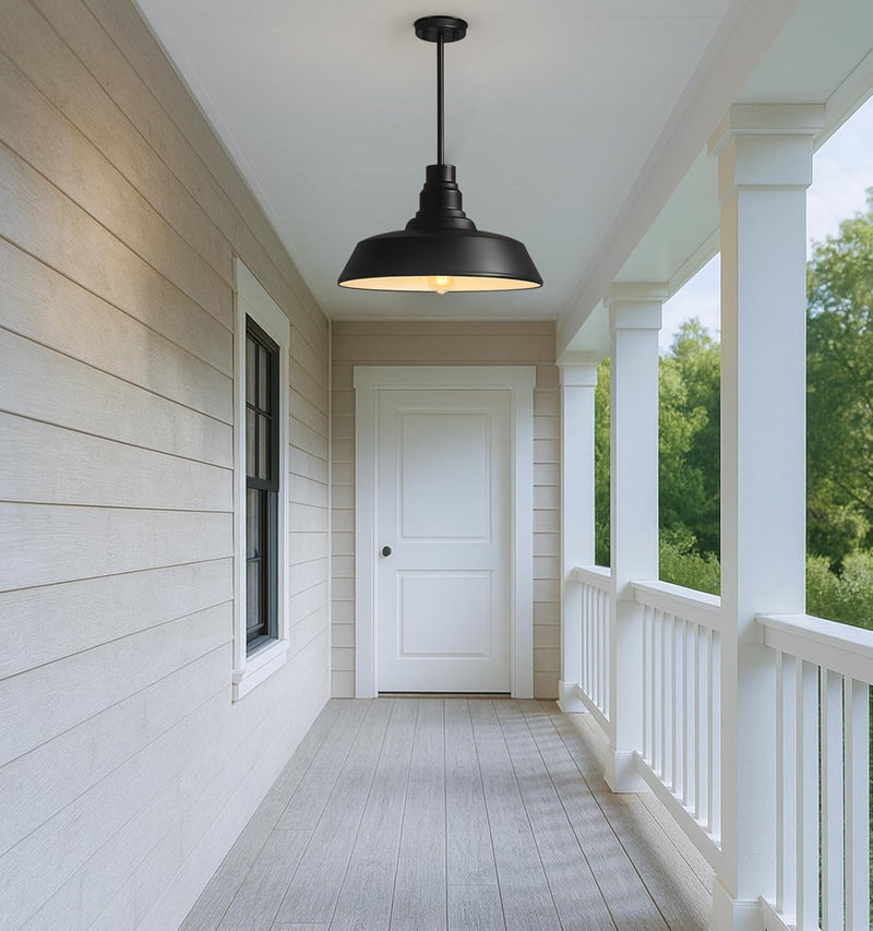 Large Black Farmhouse Pendant Light, 2-Pack for Kitchen and Dining