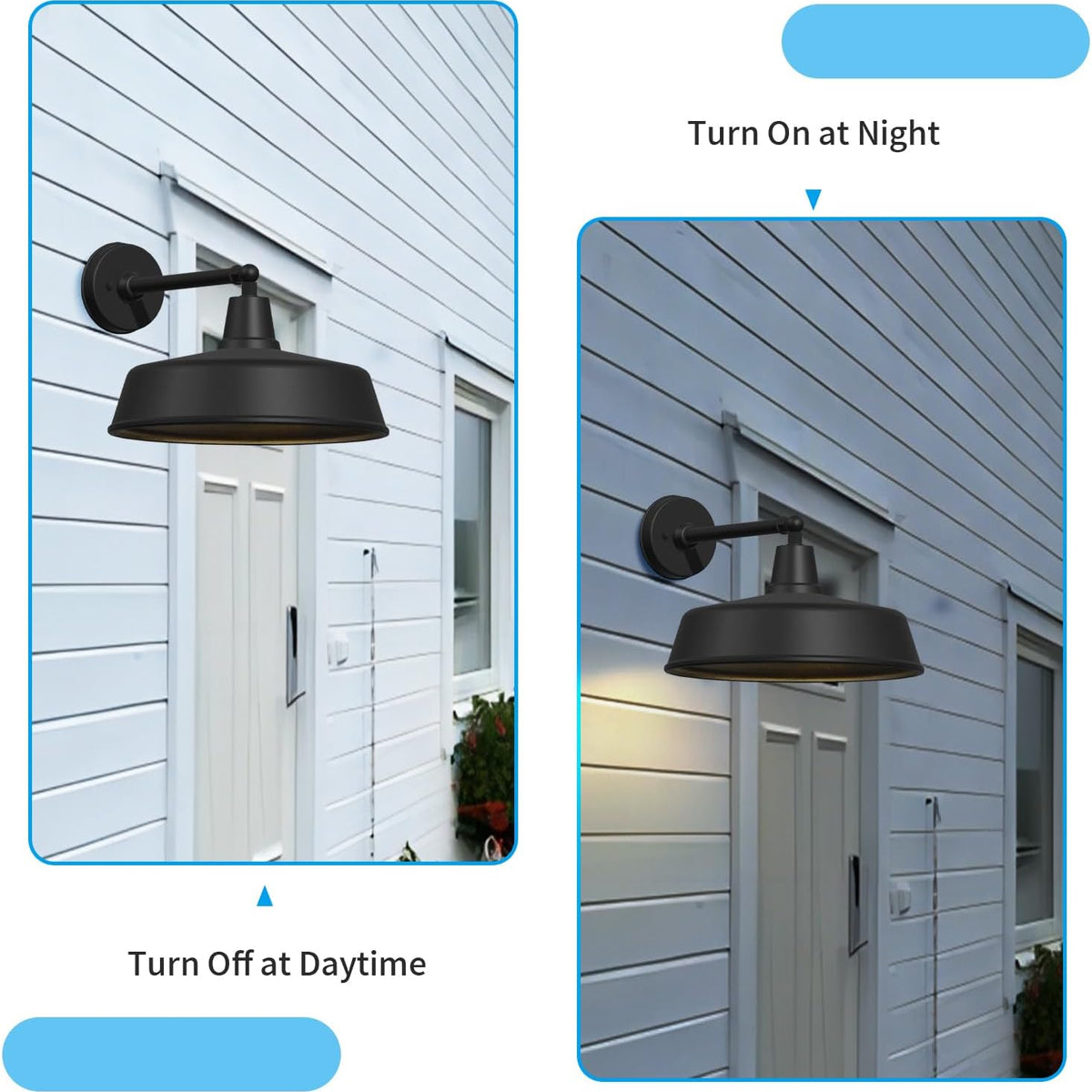 2-Pack Outdoor Wall Lights – Modern Farmhouse Straight Arm Barn Sconces