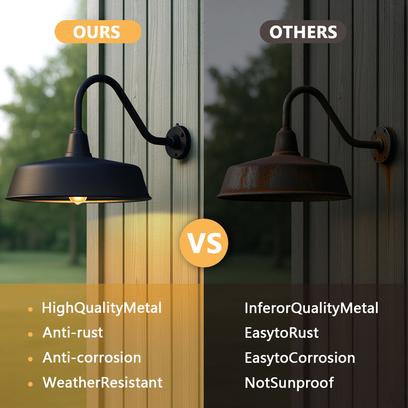 Gooseneck Barn Lights 2-Pack – Dusk to Dawn Outdoor Wall Fixtures Matte Black