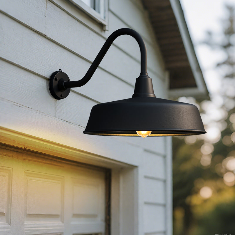 Gooseneck Barn Lights 2-Pack – Dusk to Dawn Outdoor Wall Fixtures Matte Black