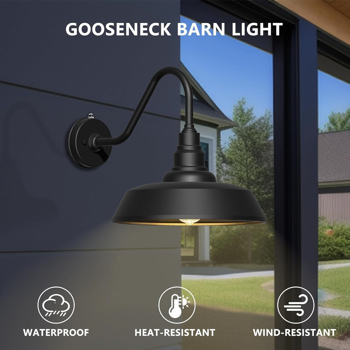 Dusk to Dawn Barn Light Large Size.Outdoor Waterproof Gooseneck Barn Light