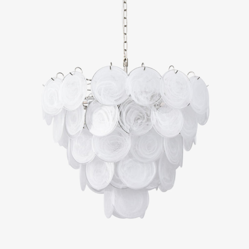 White Murano Disc Chandelier