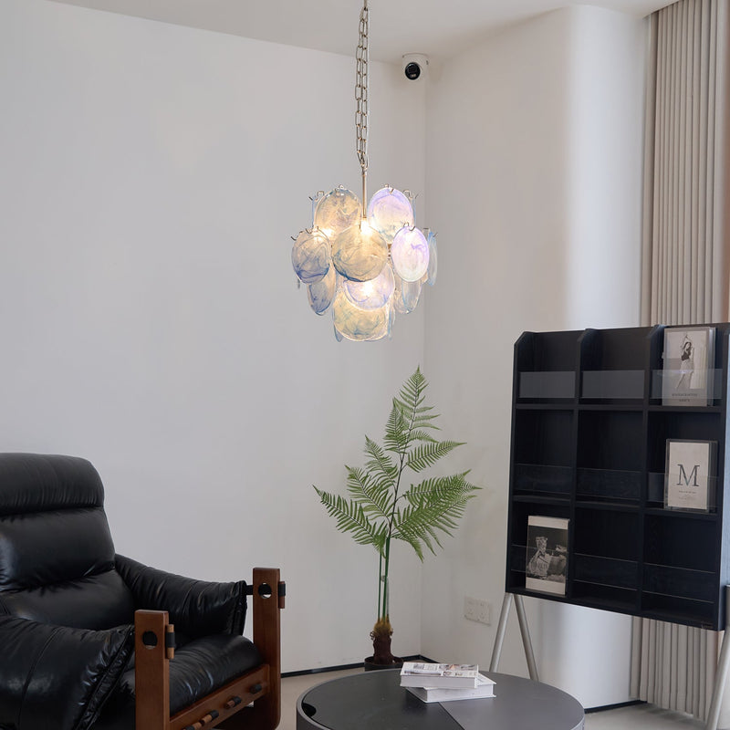 Aqua Blue Glass Murano Chandelier