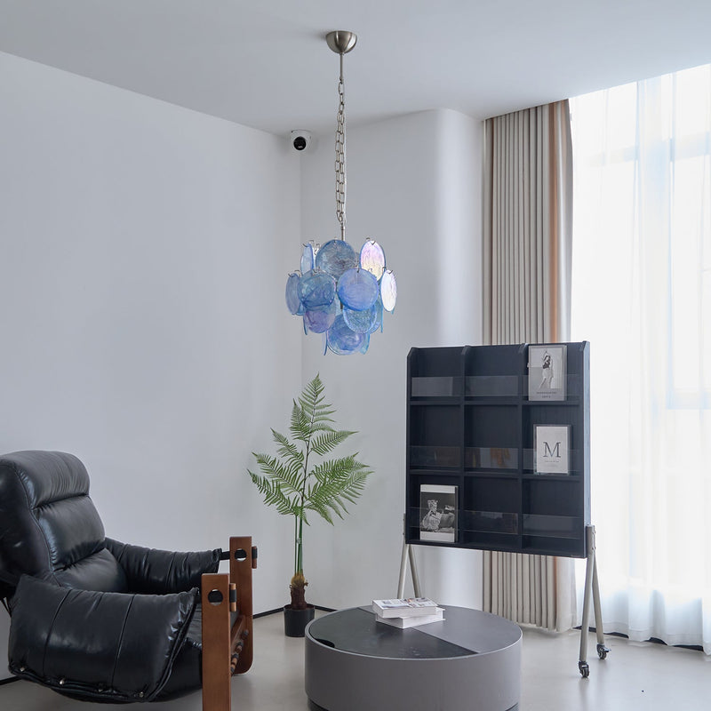 Aqua Blue Glass Murano Chandelier