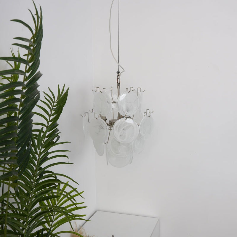 Aqua White Glass Murano Chandelier