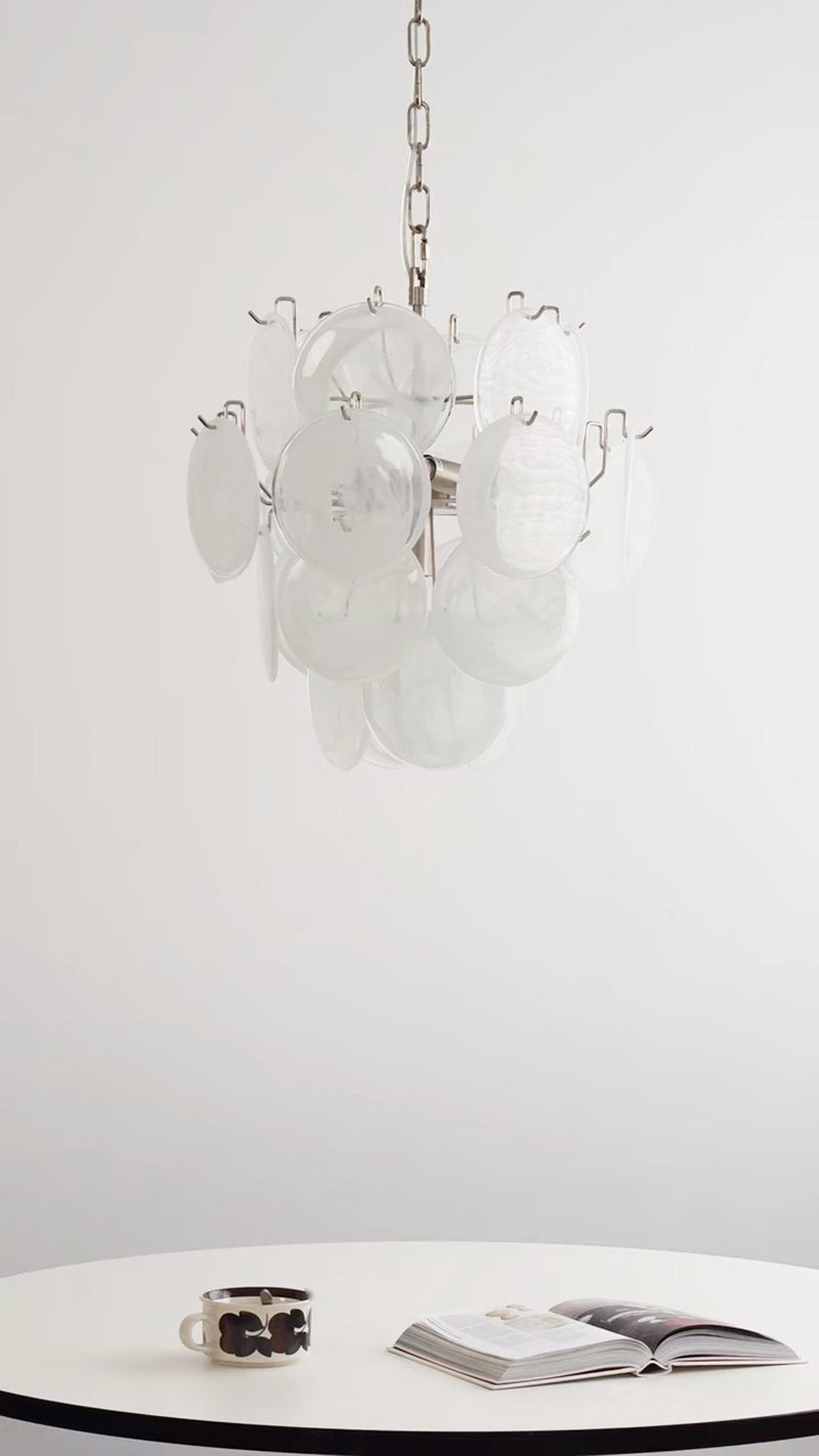 Aqua White Glass Murano Chandelier