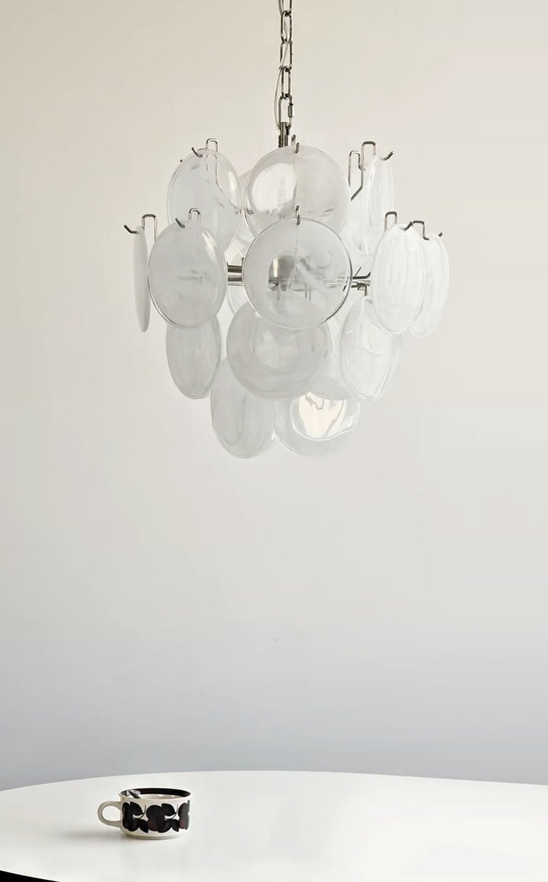 Aqua White Glass Murano Chandelier