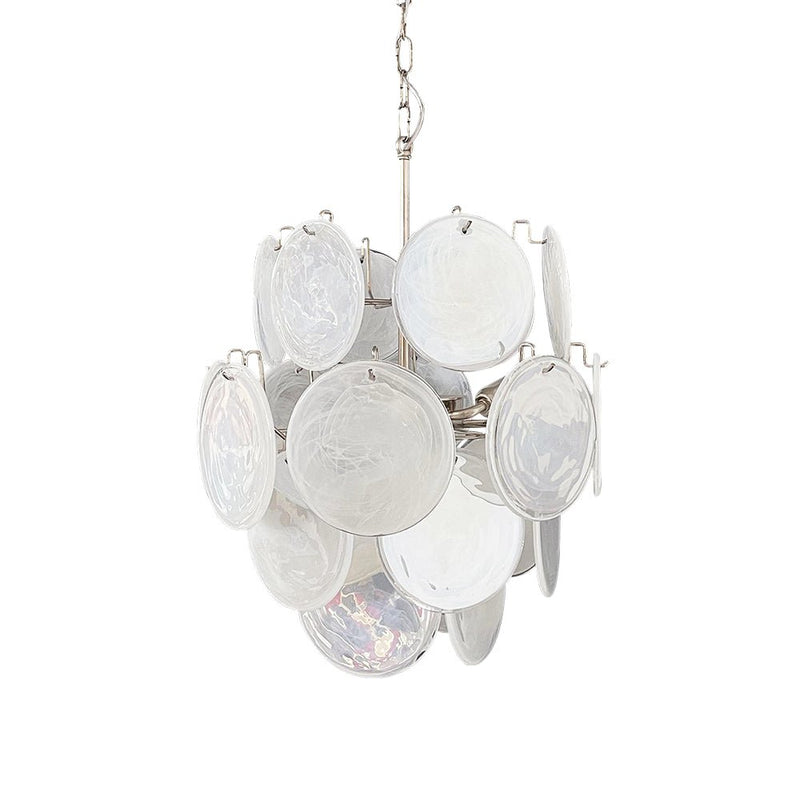 Aqua White Glass Murano Chandelier