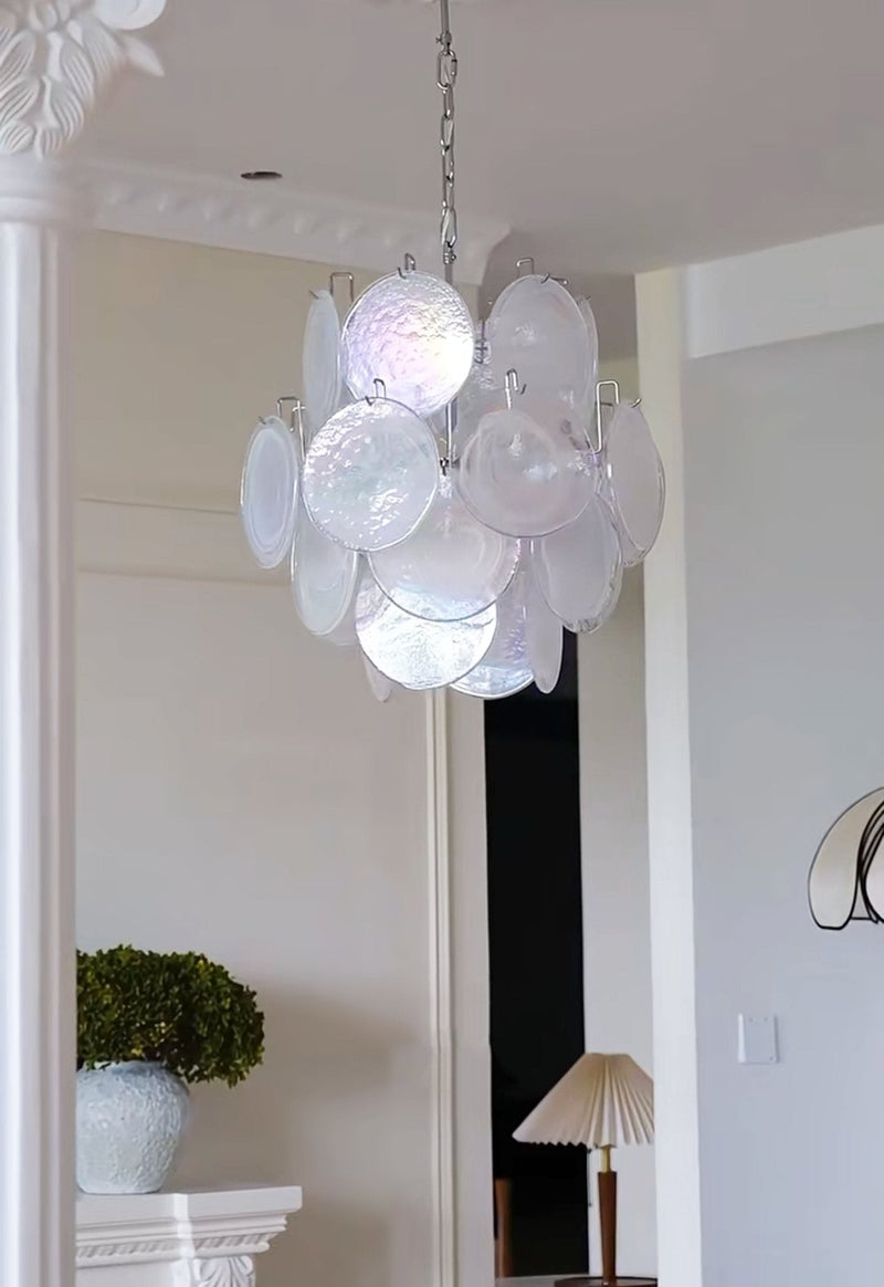 Aqua White Glass Murano Chandelier
