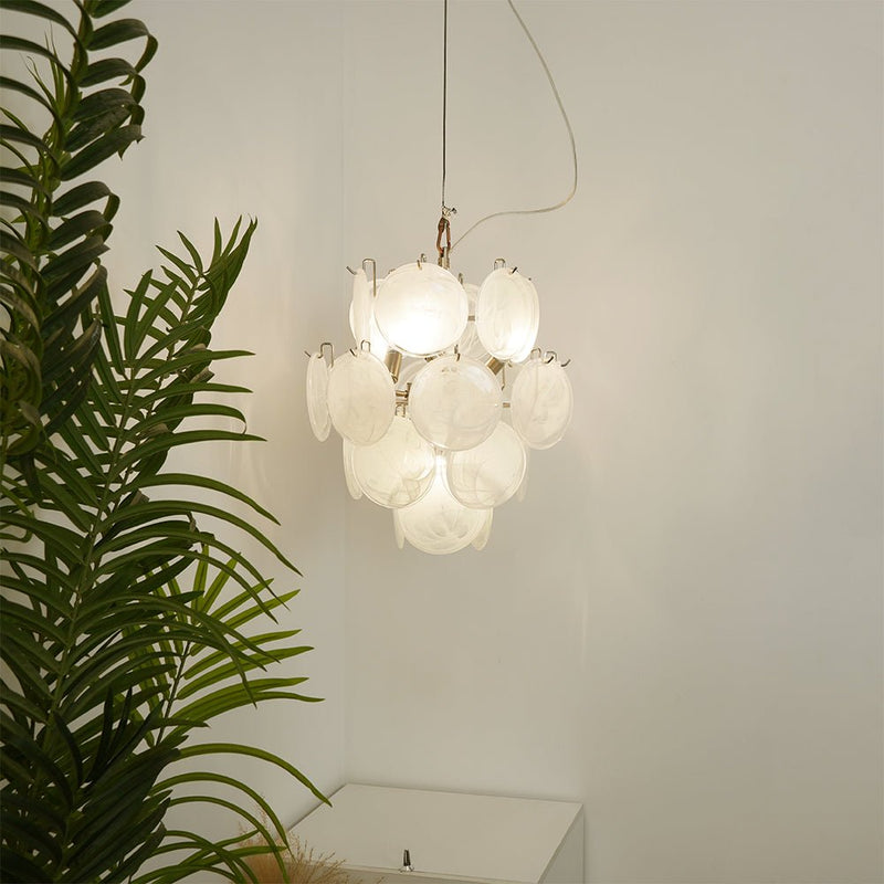 Aqua White Glass Murano Chandelier