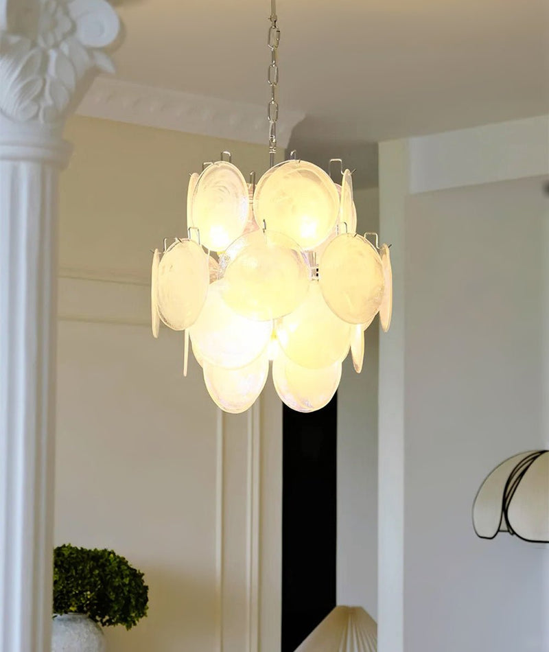 Aqua White Glass Murano Chandelier