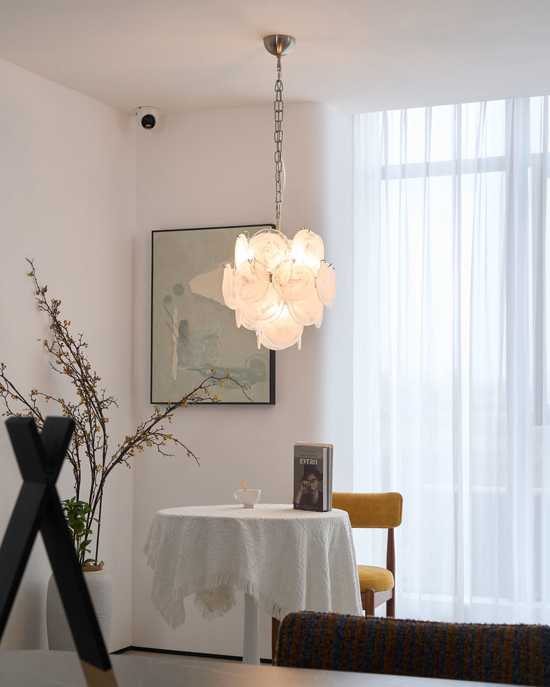 Aqua White Glass Murano Chandelier