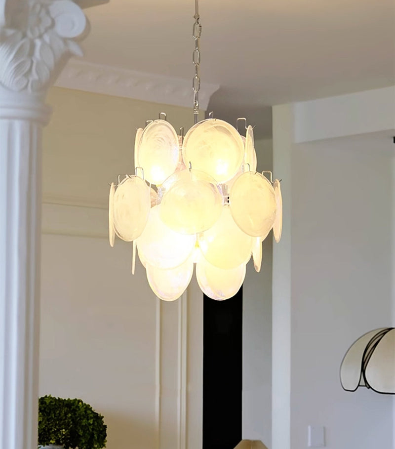 Aqua White Glass Murano Chandelier