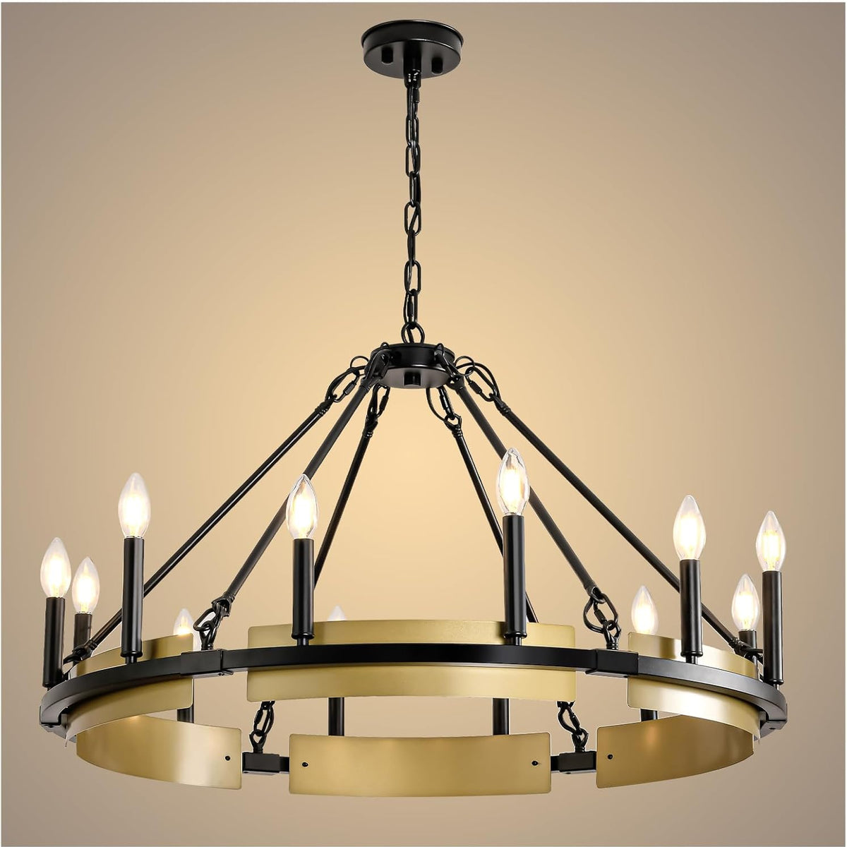 Round Wagon Wheel Chandelier