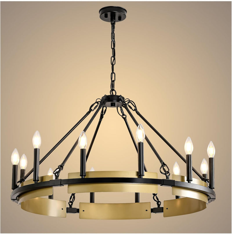Round Wagon Wheel Chandelier
