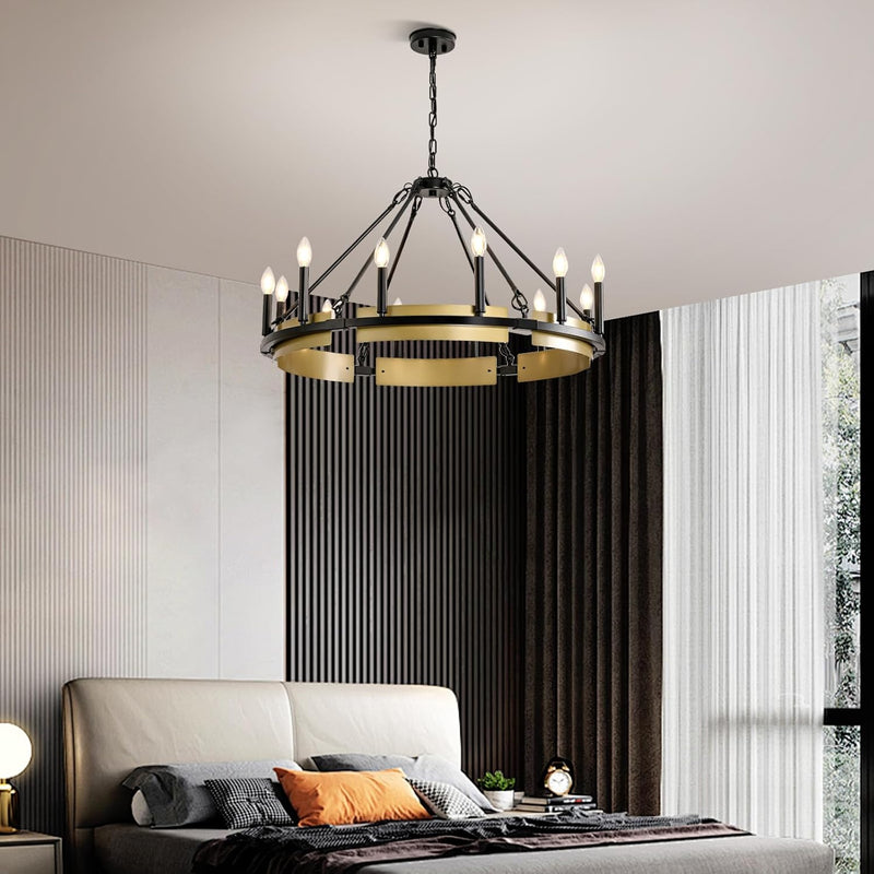 Round Wagon Wheel Chandelier